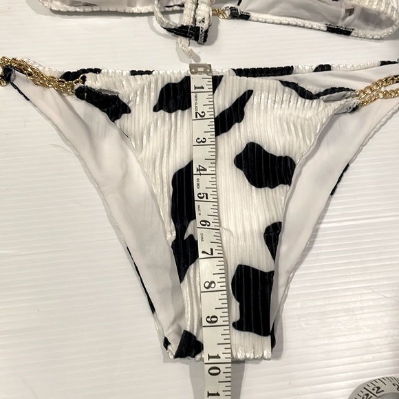 New In Bag SHEIN 2pc Bikini Bathing Suit Blk/ white print w/chain detail size XL - Picture 9 of 12